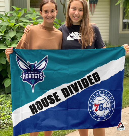 Hornets vs 76ers House Divided Flag, NBA House Divided Flag