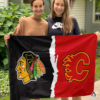 Chicago Blackhawks vs Calgary Flames House Divided Flag, NHL House Divided Flag