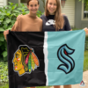 Chicago Blackhawks vs Seattle Kraken House Divided Flag, NHL House Divided Flag