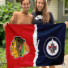 Chicago Blackhawks vs Winnipeg Jets House Divided Flag, NHL House Divided Flag