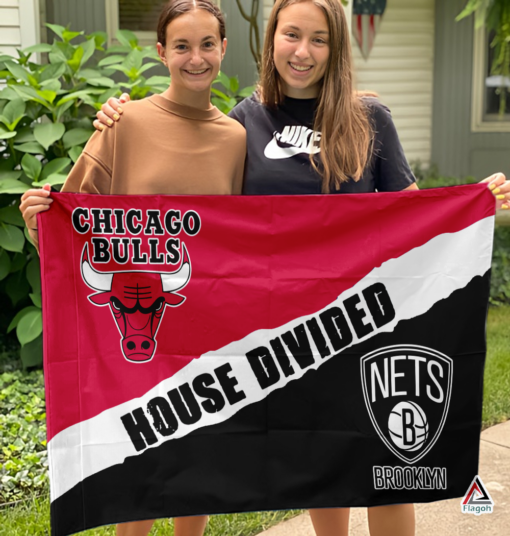 Bulls vs Nets House Divided Flag, NBA House Divided Flag