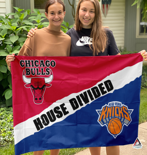 Bulls vs Knicks House Divided Flag, NBA House Divided Flag