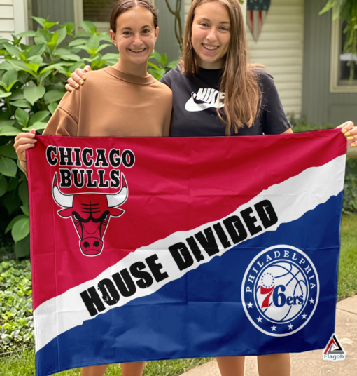 Bulls vs 76ers House Divided Flag, NBA House Divided Flag