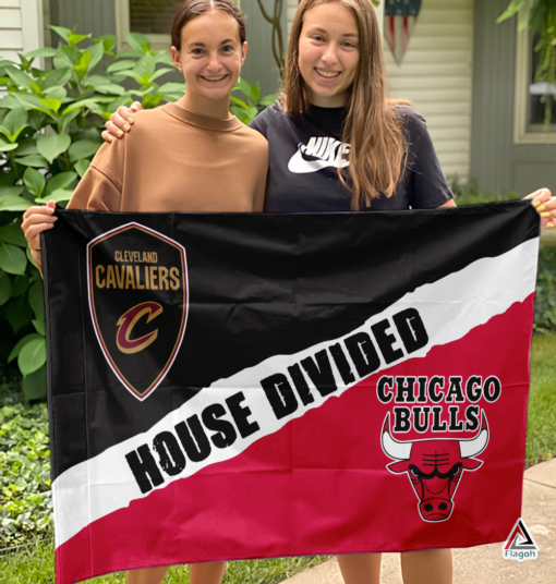 Cavaliers vs Bulls House Divided Flag, NBA House Divided Flag