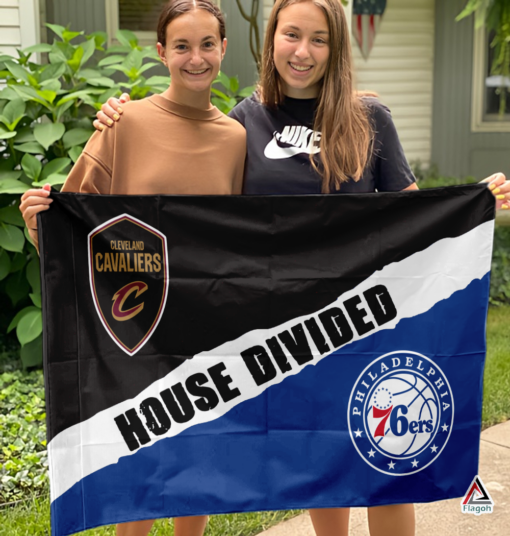 Cavaliers vs 76ers House Divided Flag, NBA House Divided Flag