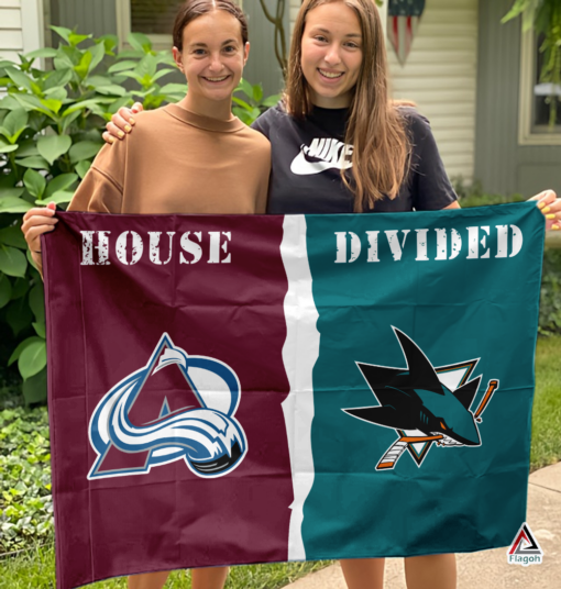 Avalanche vs Sharks House Divided Flag, NHL House Divided Flag