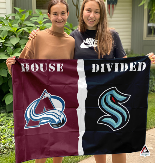 Avalanche vs Kraken House Divided Flag, NHL House Divided Flag