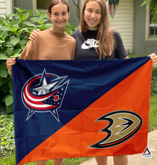 Blue Jackets vs Ducks House Divided Flag, NHL House Divided Flag