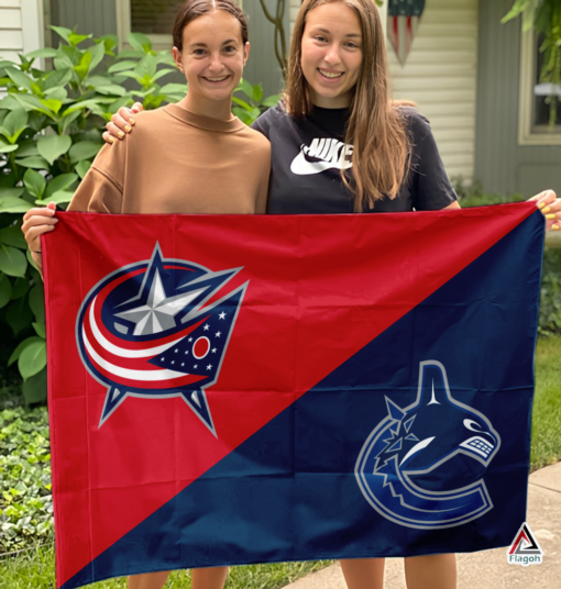 Blue Jackets vs Canucks House Divided Flag, NHL House Divided Flag