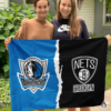 Dallas Mavericks vs Brooklyn Nets House Divided Flag, NBA House Divided Flag