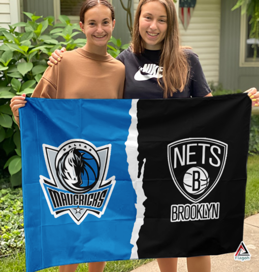 Mavericks vs Nets House Divided Flag, NBA House Divided Flag