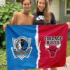 Dallas Mavericks vs Chicago Bulls House Divided Flag, NBA House Divided Flag