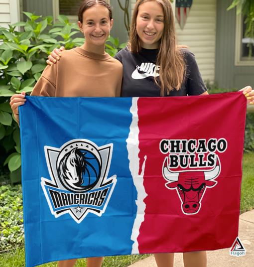 Mavericks vs Bulls House Divided Flag, NBA House Divided Flag