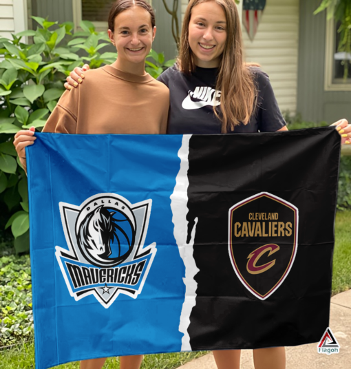 Mavericks vs Cavaliers House Divided Flag, NBA House Divided Flag