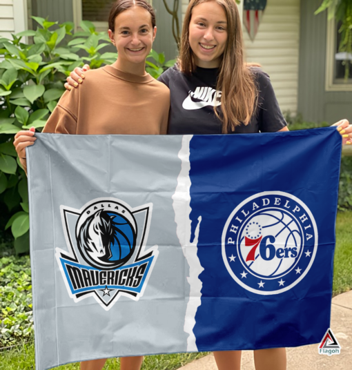 Mavericks vs 76ers House Divided Flag, NBA House Divided Flag