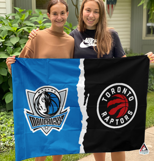 Mavericks vs Raptors House Divided Flag, NBA House Divided Flag