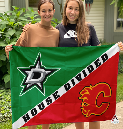 Stars vs Flames House Divided Flag, NHL House Divided Flag