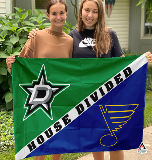 Stars vs Blues House Divided Flag, NHL House Divided Flag