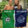 Dallas Stars vs Vancouver Canucks House Divided Flag, NHL House Divided Flag