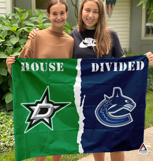 Stars vs Canucks House Divided Flag, NHL House Divided Flag