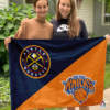 Denver Nuggets vs New York Knicks House Divided Flag, NBA House Divided Flag