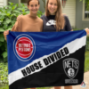 Detroit Pistons vs Brooklyn Nets House Divided Flag, NBA House Divided Flag