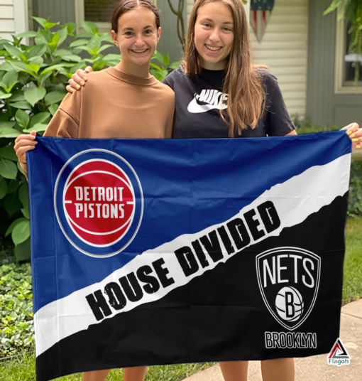 Pistons vs Nets House Divided Flag, NBA House Divided Flag