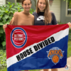 Detroit Pistons vs New York Knicks House Divided Flag, NBA House Divided Flag