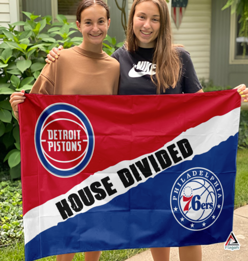 Pistons vs 76ers House Divided Flag, NBA House Divided Flag