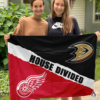 Detroit Red Wings vs Anaheim Ducks House Divided Flag, NHL House Divided Flag