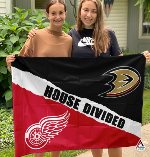 Red Wings vs Ducks House Divided Flag, NHL House Divided Flag