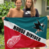 Detroit Red Wings vs San Jose Sharks House Divided Flag, NHL House Divided Flag