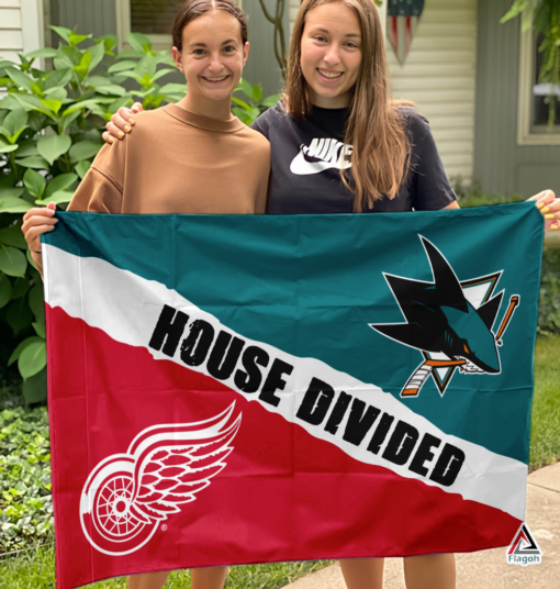 Red Wings vs Sharks House Divided Flag, NHL House Divided Flag