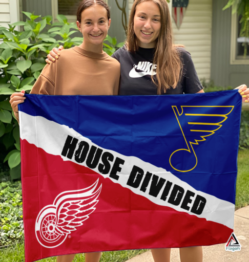 Red Wings vs Blues House Divided Flag, NHL House Divided Flag