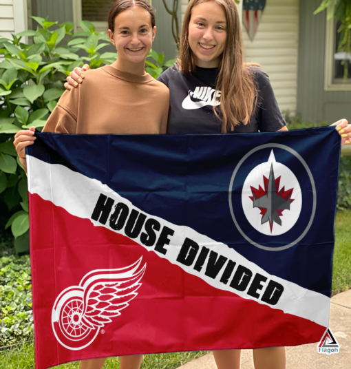 Red Wings vs Jets House Divided Flag, NHL House Divided Flag