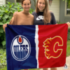 Edmonton Oilers vs Calgary Flames House Divided Flag, NHL House Divided Flag