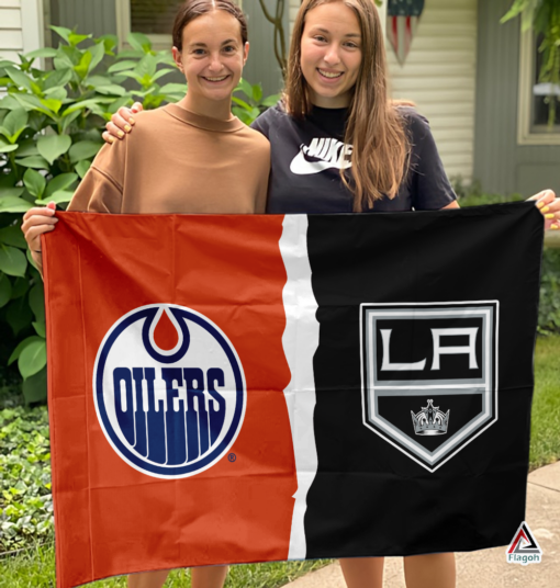 Oilers vs Kings House Divided Flag, NHL House Divided Flag