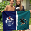 Edmonton Oilers vs San Jose Sharks House Divided Flag, NHL House Divided Flag