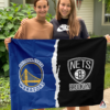 Golden State Warriors vs Brooklyn Nets House Divided Flag, NBA House Divided Flag