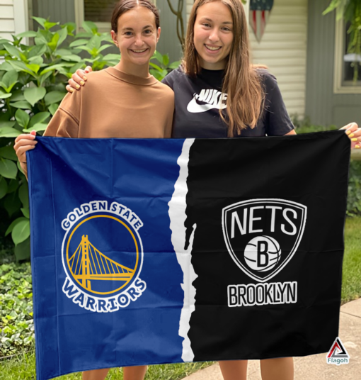 Warriors vs Nets House Divided Flag, NBA House Divided Flag