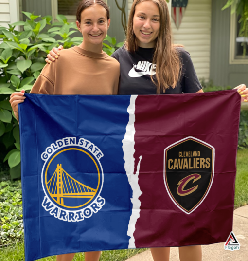 Warriors vs Cavaliers House Divided Flag, NBA House Divided Flag