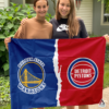 Golden State Warriors vs Detroit Pistons House Divided Flag, NBA House Divided Flag