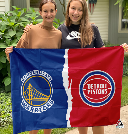 Warriors vs Pistons House Divided Flag, NBA House Divided Flag