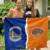 Golden State Warriors vs New York Knicks House Divided Flag, NBA House Divided Flag