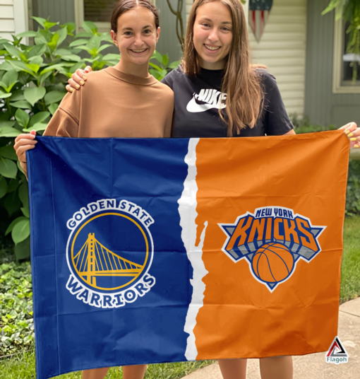 Warriors vs Knicks House Divided Flag, NBA House Divided Flag