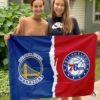 Golden State Warriors vs Philadelphia 76ers House Divided Flag, NBA House Divided Flag