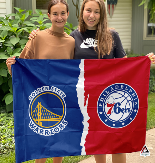 Warriors vs 76ers House Divided Flag, NBA House Divided Flag