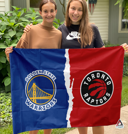 Warriors vs Raptors House Divided Flag, NBA House Divided Flag