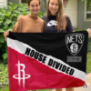 Houston Rockets vs Brooklyn Nets House Divided Flag, NBA House Divided Flag