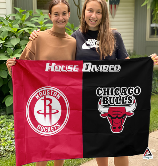 Rockets vs Bulls House Divided Flag, NBA House Divided Flag